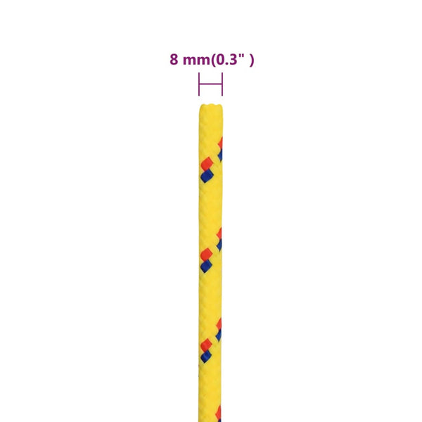 vidaXL Boat Rope Yellow 8 mm 100 m Polypropylene