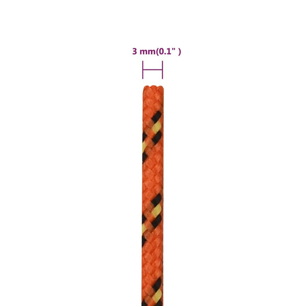 vidaXL Boat Rope Orange 3 mm 25 m Polypropylene