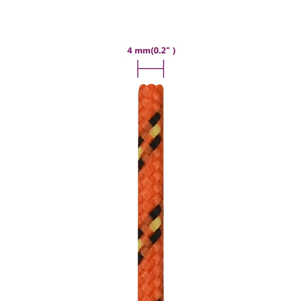 vidaXL Boat Rope Orange 4 mm 250 m Polypropylene