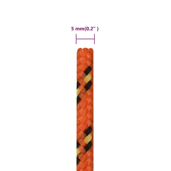 vidaXL Boat Rope Orange 5 mm 500 m Polypropylene