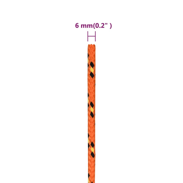 vidaXL Boat Rope Orange 6 mm 100 m Polypropylene