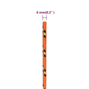 vidaXL Boat Rope Orange 6 mm 250 m Polypropylene