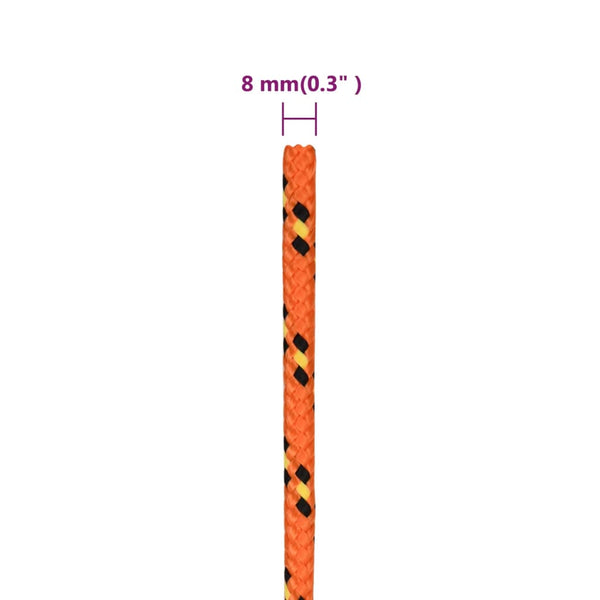 vidaXL Boat Rope Orange 8 mm 250 m Polypropylene