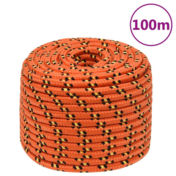vidaXL Boat Rope Orange 12 mm 100 m Polypropylene