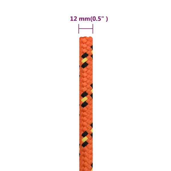 vidaXL Boat Rope Orange 12 mm 100 m Polypropylene