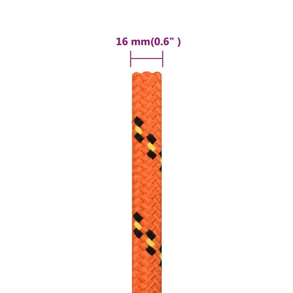 vidaXL Boat Rope Orange 16 mm 25 m Polypropylene