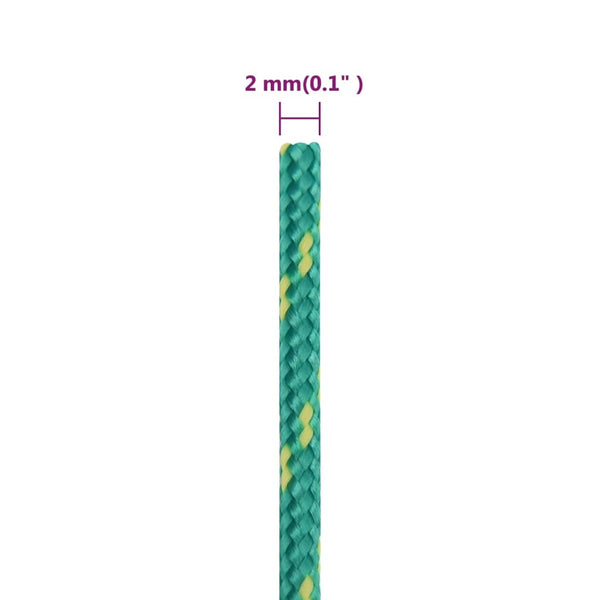 vidaXL Boat Rope Green 2 mm 100 m Polypropylene