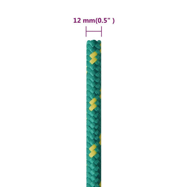 vidaXL Boat Rope Green 12 mm 25 m Polypropylene