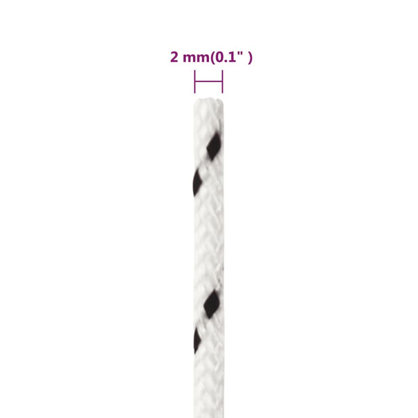 vidaXL Boat Rope Braided White 2 mmx50 m Polyester