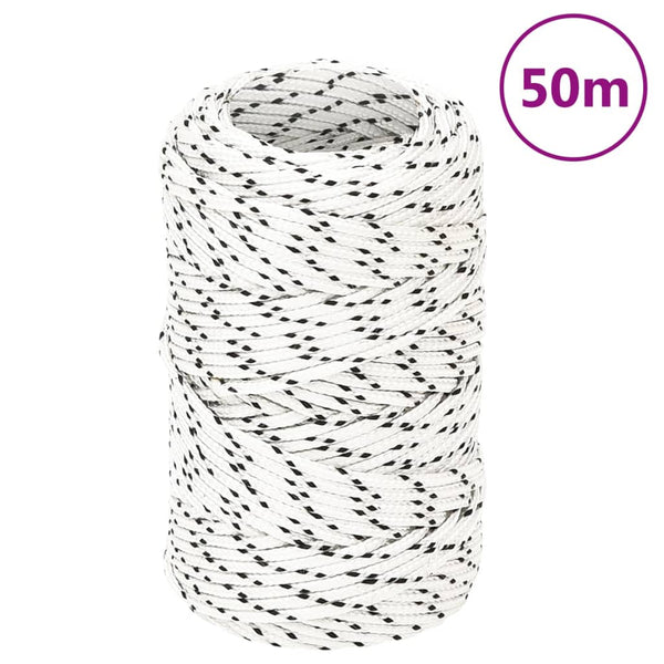 vidaXL Boat Rope Braided White 2 mmx50 m Polyester
