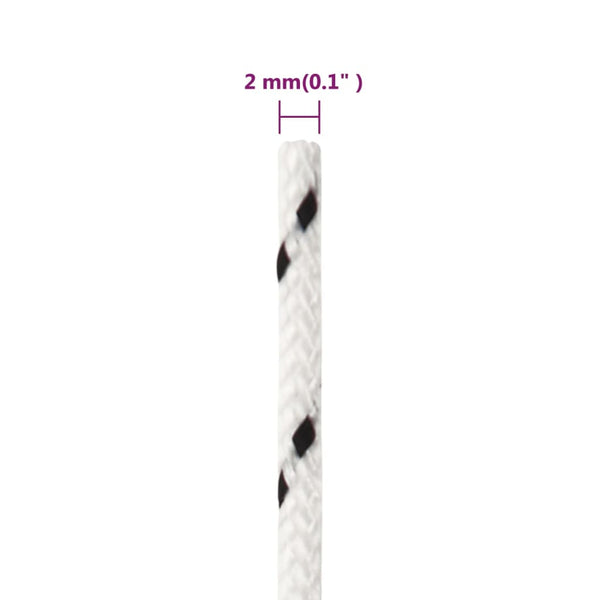 vidaXL Boat Rope Braided White 2 mmx250 m Polyester