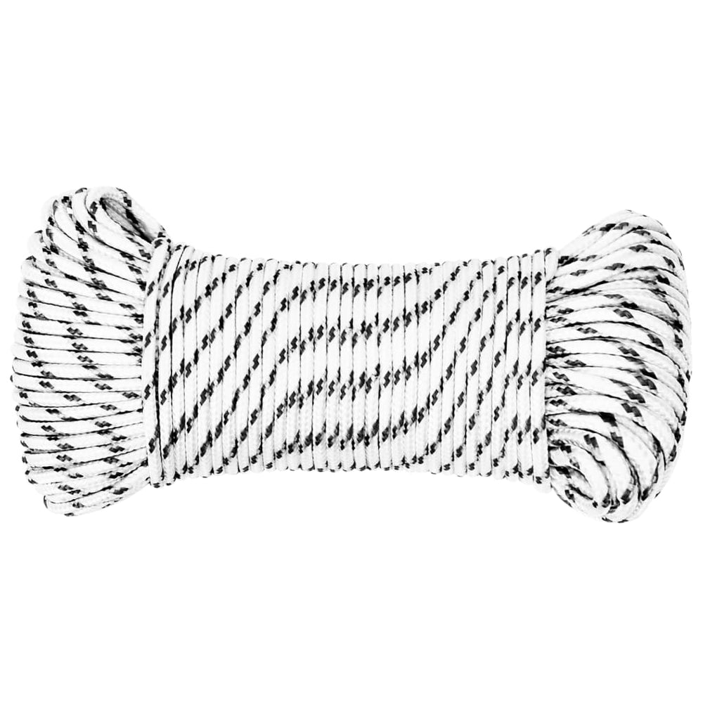 vidaXL Boat Rope Braided White 3 mmx25 m Polyester