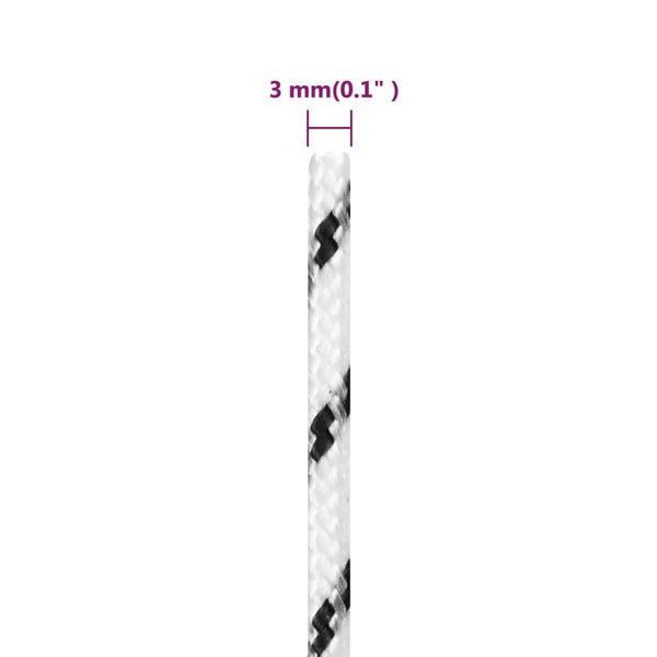vidaXL Boat Rope Braided White 3 mmx25 m Polyester