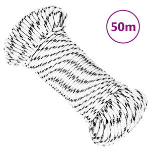 vidaXL Boat Rope Braided White 4 mmx50 m Polyester