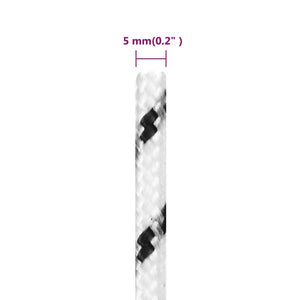 vidaXL Boat Rope Braided White 5 mm x 25 m Polyester