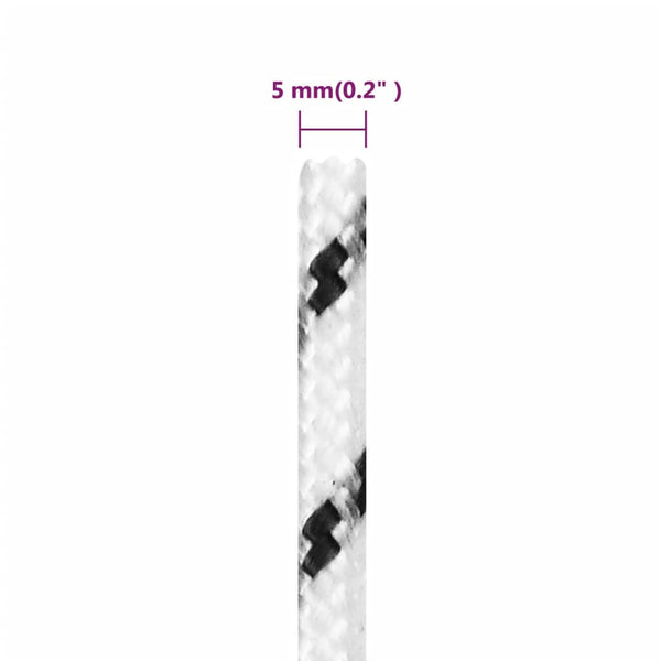 vidaXL Boat Rope Braided White 5 mmx100 m Polyester