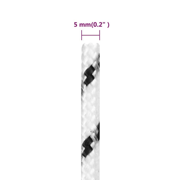 vidaXL Boat Rope Braided White 5 mm x 500 m Polyester