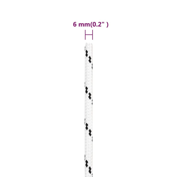 vidaXL Boat Rope Braided White 6 mmx25 m Polyester