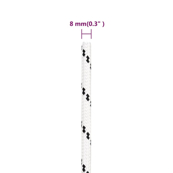 vidaXL Boat Rope Braided White 8 mmx25 m Polyester