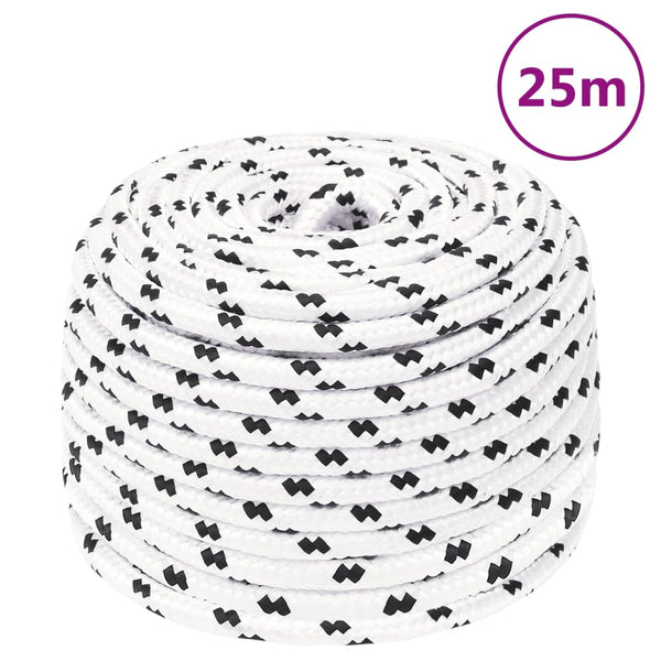 vidaXL Boat Rope Braided White 8 mmx25 m Polyester