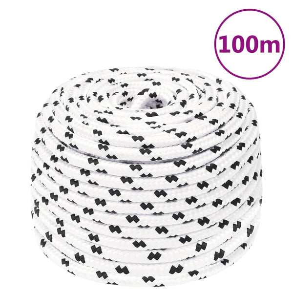vidaXL Boat Rope Braided White 8 mmx100 m Polyester