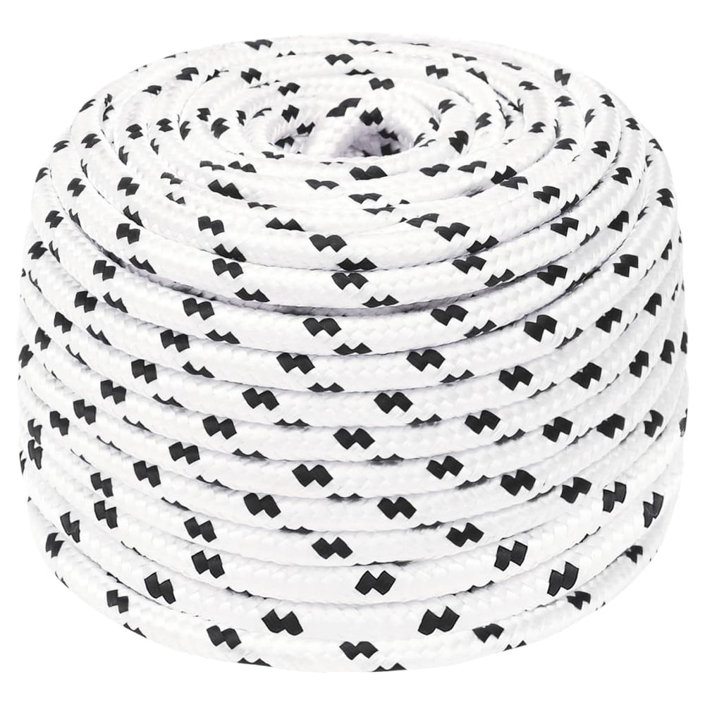 vidaXL Boat Rope Braided White 10 mmx25 m Polyester