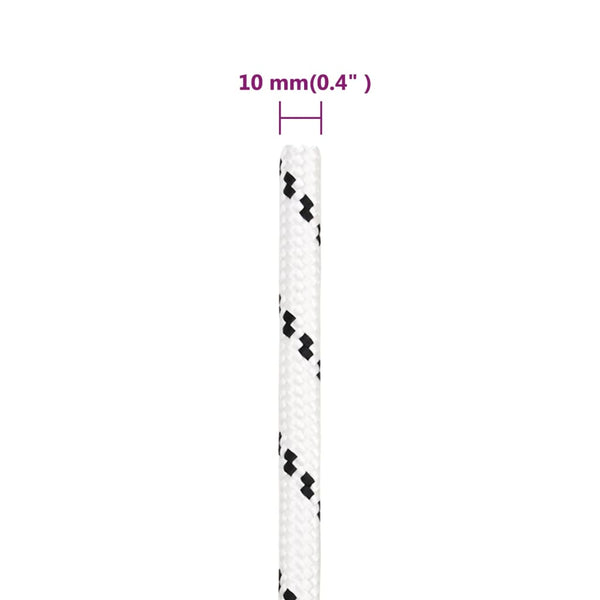 vidaXL Boat Rope Braided White 10 mmx25 m Polyester