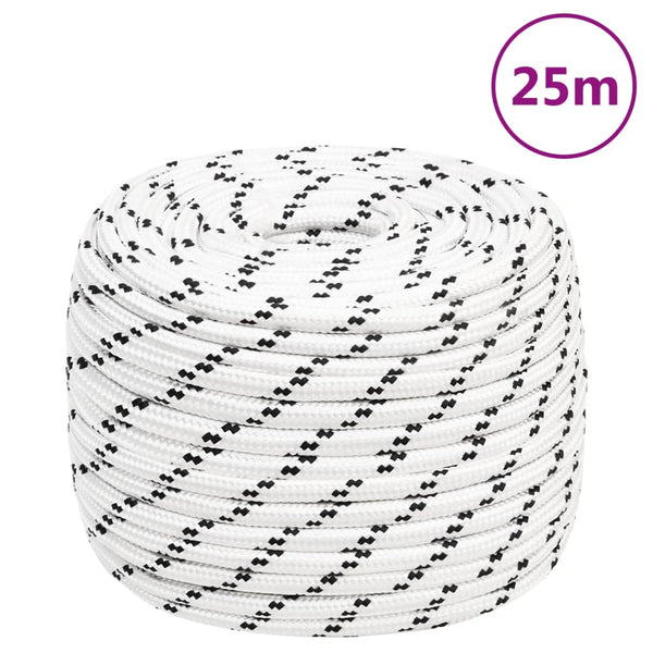 vidaXL Boat Rope Braided White 12 mmx25 m Polyester