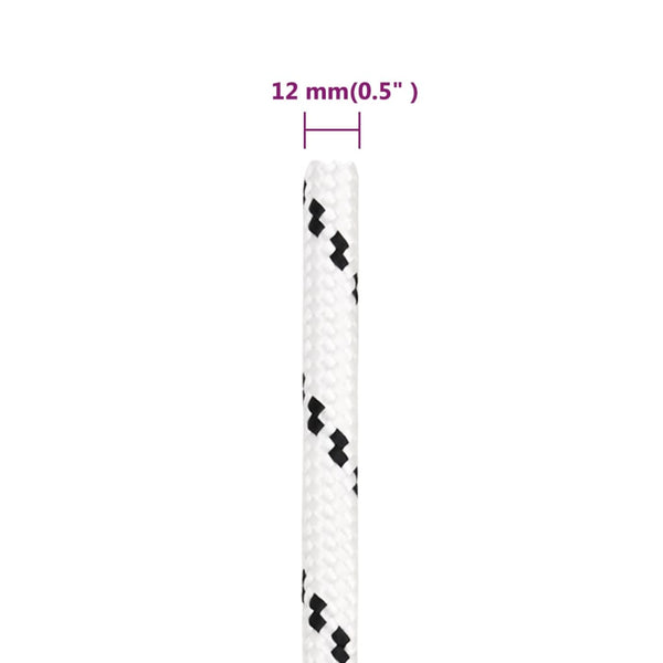 vidaXL Boat Rope Braided White 12 mmx100 m Polyester