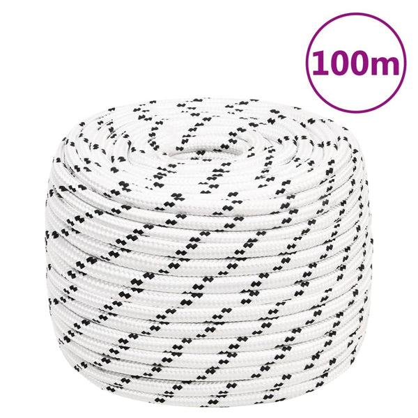 vidaXL Boat Rope Braided White 12 mmx100 m Polyester