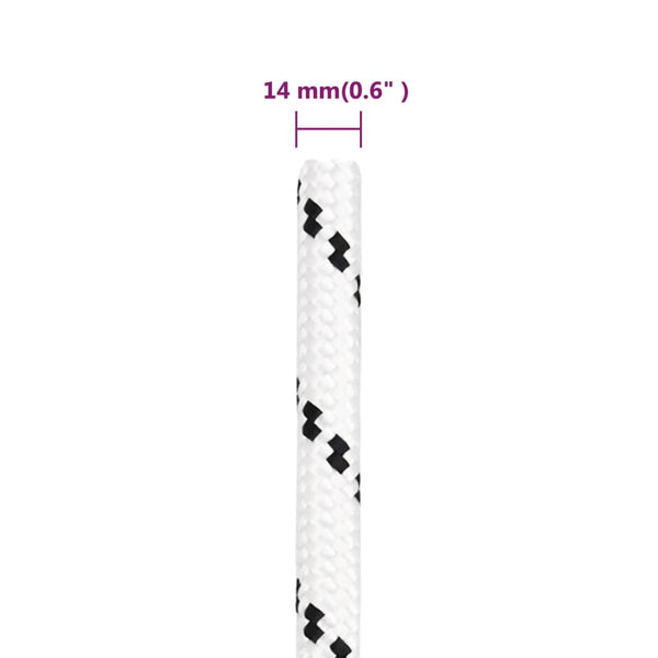 vidaXL Boat Rope Braided White 14 mmx25 m Polyester