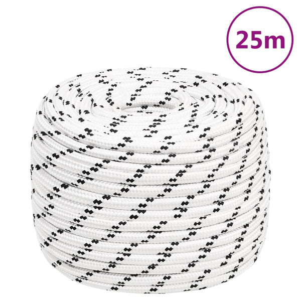 vidaXL Boat Rope Braided White 14 mmx25 m Polyester