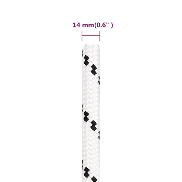 vidaXL Boat Rope Braided White 14 mmx100 m Polyester