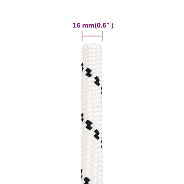 vidaXL Boat Rope Braided White 16 mmx50 m Polyester