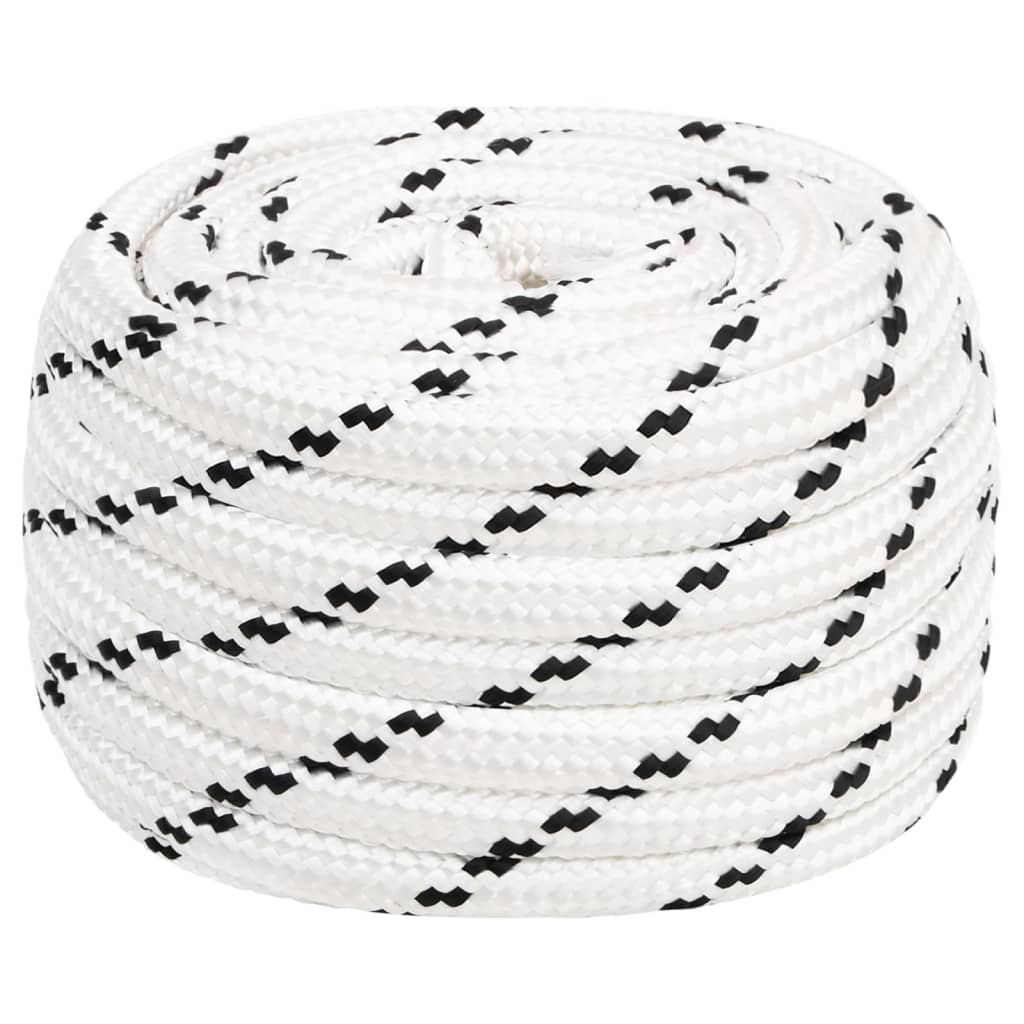 vidaXL Mooring Rope Braided White 20 mm x 100 m Polyester