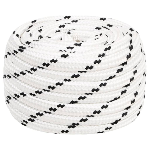 vidaXL Mooring Rope Braided White 20 mm x 100 m Polyester