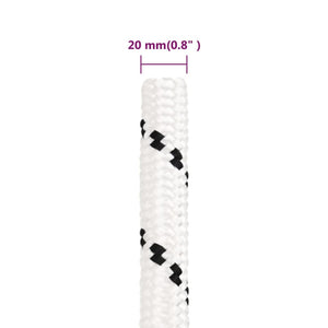 vidaXL Mooring Rope Braided White 20 mm x 100 m Polyester