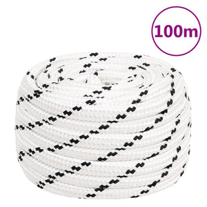vidaXL Mooring Rope Braided White 20 mm x 100 m Polyester
