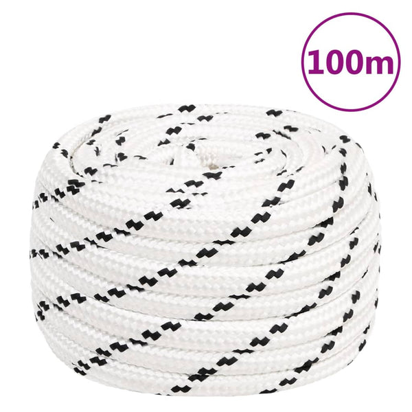 vidaXL Mooring Rope Braided White 20 mm x 100 m Polyester