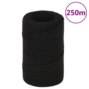 vidaXL Utility Rope Black 2 mm 250 m Polyester