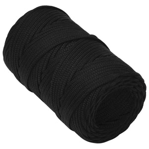 vidaXL Utility Rope Black 2 mm 250 m Polyester
