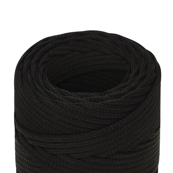 vidaXL Utility Rope Black 2 mm 250 m Polyester
