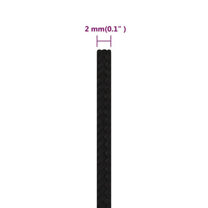 vidaXL Utility Rope Black 2 mm 250 m Polyester