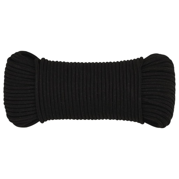 vidaXL Working Rope Black 3 mm 100 m Polyester