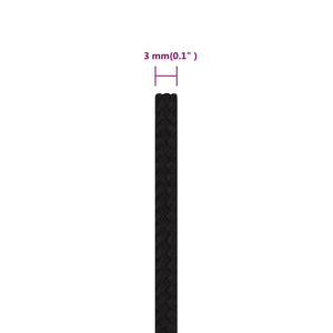vidaXL Working Rope Black 3 mm 100 m Polyester
