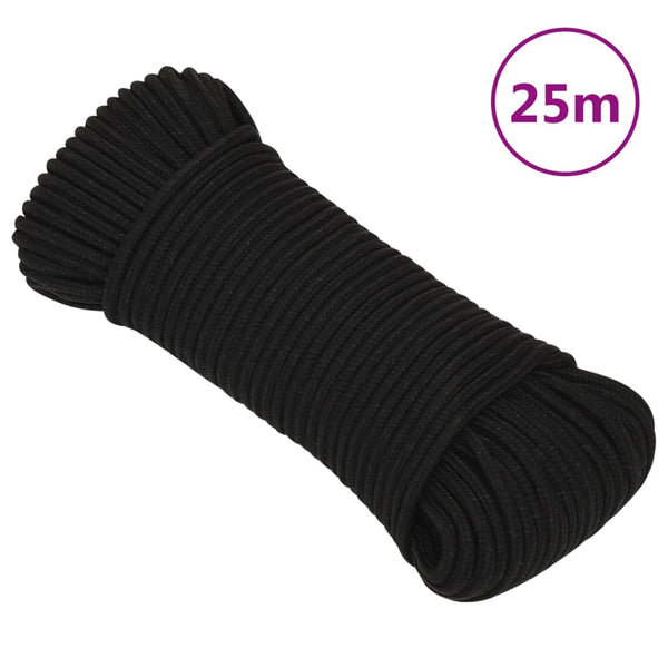 vidaXL Work Rope Black 4 mm 25 m Polyester