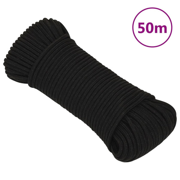vidaXL Work Rope Black 5 mm 50 m Polyester