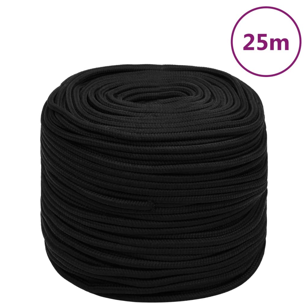 vidaXL Work Rope Black 10 mm 25 m Polyester