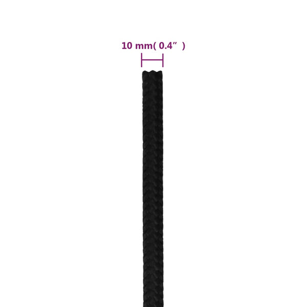 vidaXL Work Rope Black 10 mm 25 m Polyester