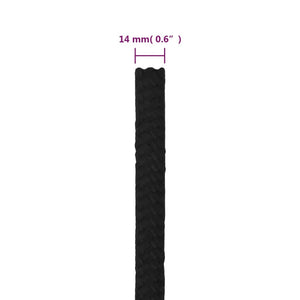 vidaXL Work Rope Black 14 mm 25 m Polyester